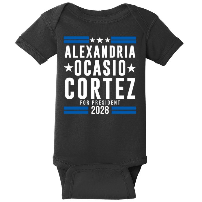 Alexandria Ocasio-Cortez For President 2028 Alexandria Ocasio Cortez 2028 AOC 28 Baby Bodysuit
