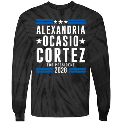Alexandria Ocasio-Cortez For President 2028 Alexandria Ocasio Cortez 2028 AOC 28 Tie-Dye Long Sleeve Shirt