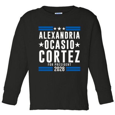 Alexandria Ocasio-Cortez For President 2028 Alexandria Ocasio Cortez 2028 AOC 28 Toddler Long Sleeve Shirt