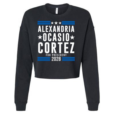 Alexandria Ocasio-Cortez For President 2028 Alexandria Ocasio Cortez 2028 AOC 28 Cropped Pullover Crew