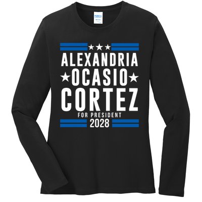 Alexandria Ocasio-Cortez For President 2028 Alexandria Ocasio Cortez 2028 AOC 28 Ladies Long Sleeve Shirt