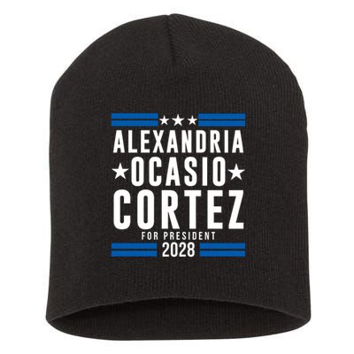 Alexandria Ocasio-Cortez For President 2028 Alexandria Ocasio Cortez 2028 AOC 28 Short Acrylic Beanie