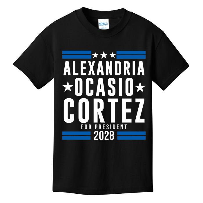 Alexandria Ocasio-Cortez For President 2028 Alexandria Ocasio Cortez 2028 AOC 28 Kids T-Shirt