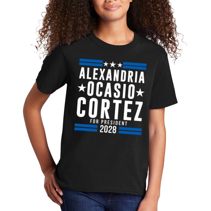 Alexandria Ocasio-Cortez For President 2028 Alexandria Ocasio Cortez 2028 AOC 28 Kids T-Shirt