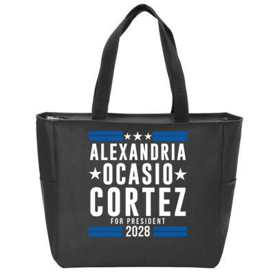 Alexandria Ocasio-Cortez For President 2028 Alexandria Ocasio Cortez 2028 AOC 28 Zip Tote Bag