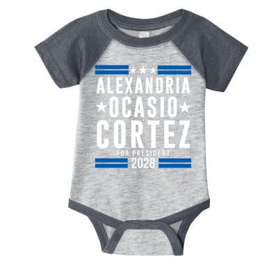 Alexandria Ocasio-Cortez For President 2028 Alexandria Ocasio Cortez 2028 AOC 28 Infant Baby Jersey Bodysuit