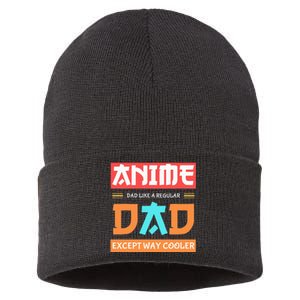 Anime Otaku Funny Fathers Day Anime Dad Except Way Cooler Sustainable Knit Beanie