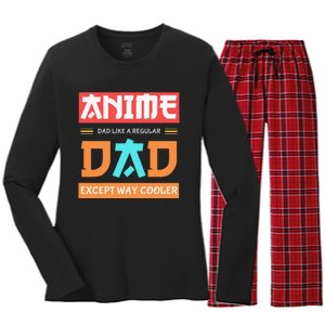 Anime Otaku Funny Father's Day Anime Dad Except Way Cooler  Women's Long Sleeve Flannel Pajama Set 