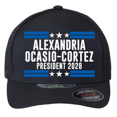 Alexandria Ocasio-Cortez For President 2028 Alexandria Ocasio Cortez 2028 AOC 28 Flexfit Unipanel Trucker Cap