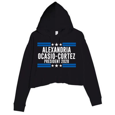 Alexandria Ocasio-Cortez For President 2028 Alexandria Ocasio Cortez 2028 AOC 28 Crop Fleece Hoodie