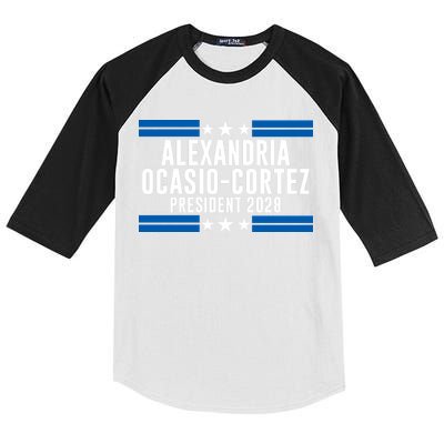 Alexandria Ocasio-Cortez For President 2028 Alexandria Ocasio Cortez 2028 AOC 28 Kids Colorblock Raglan Jersey