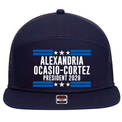 Alexandria Ocasio-Cortez For President 2028 Alexandria Ocasio Cortez 2028 AOC 28 7 Panel Mesh Trucker Snapback Hat