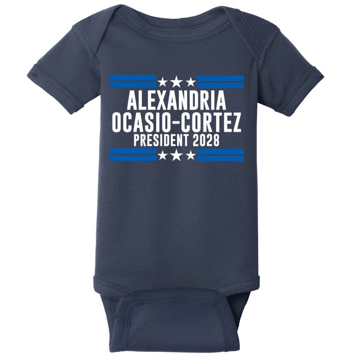 Alexandria Ocasio-Cortez For President 2028 Alexandria Ocasio Cortez 2028 AOC 28 Baby Bodysuit