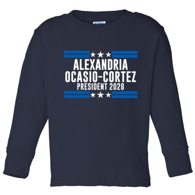Alexandria Ocasio-Cortez For President 2028 Alexandria Ocasio Cortez 2028 AOC 28 Toddler Long Sleeve Shirt