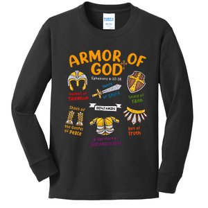 Armor Of God Christian Jesus Shield Ephesians Kids Long Sleeve Shirt