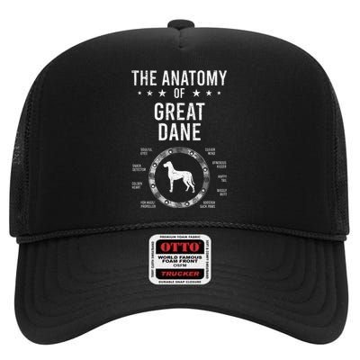 Anatomy of Great Dane Dog Lover High Crown Mesh Back Trucker Hat