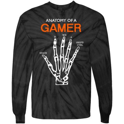Anatomy Of Gamer Funny Gaming Tie-Dye Long Sleeve Shirt