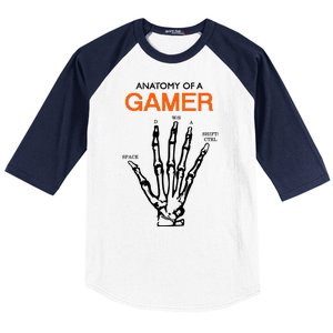 Anatomy Of Gamer Funny Gaming Baseball Sleeve Shirt