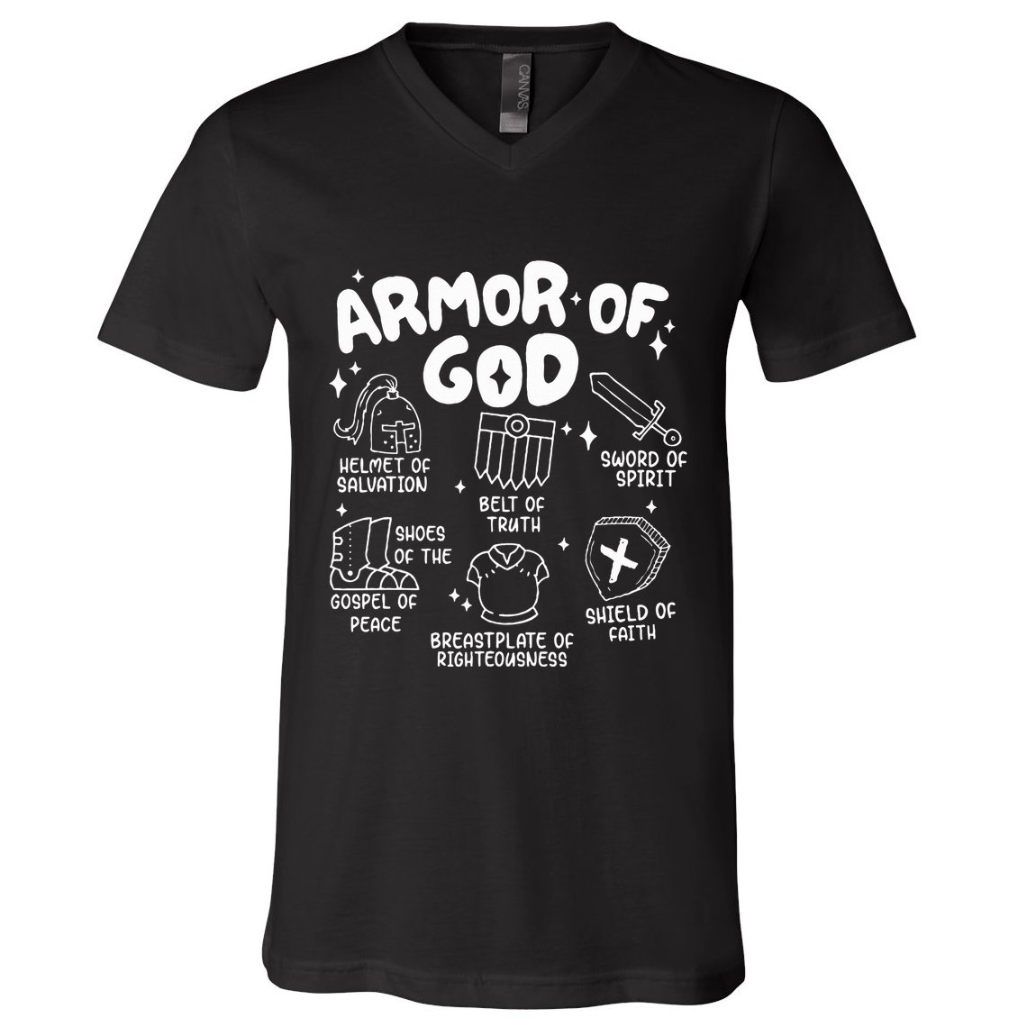 Armor Of God put on the armor of God Christian bible verses V-Neck T-Shirt