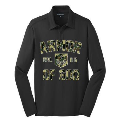 Armor Of God Military Camo Camouflage Silk Touch Performance Long Sleeve Polo