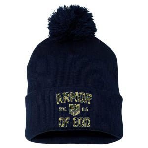 Armor Of God Military Camo Camouflage Pom Pom 12in Knit Beanie