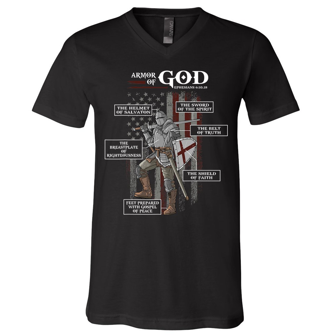 Armor Of God Ephesians 6 10 18 Bible Verse V-Neck T-Shirt