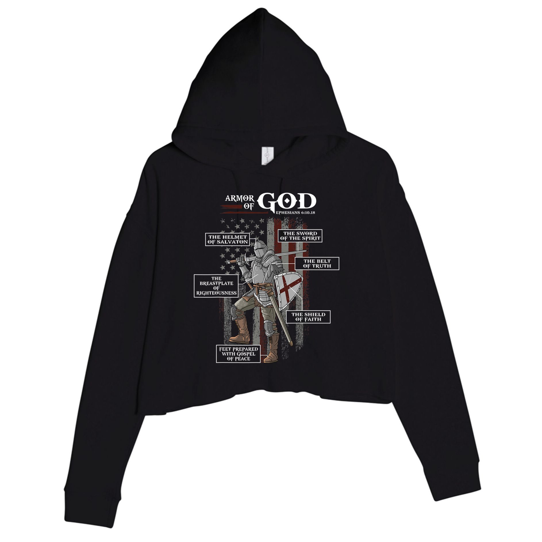 Armor Of God Ephesians 6 10 18 Bible Verse Crop Fleece Hoodie