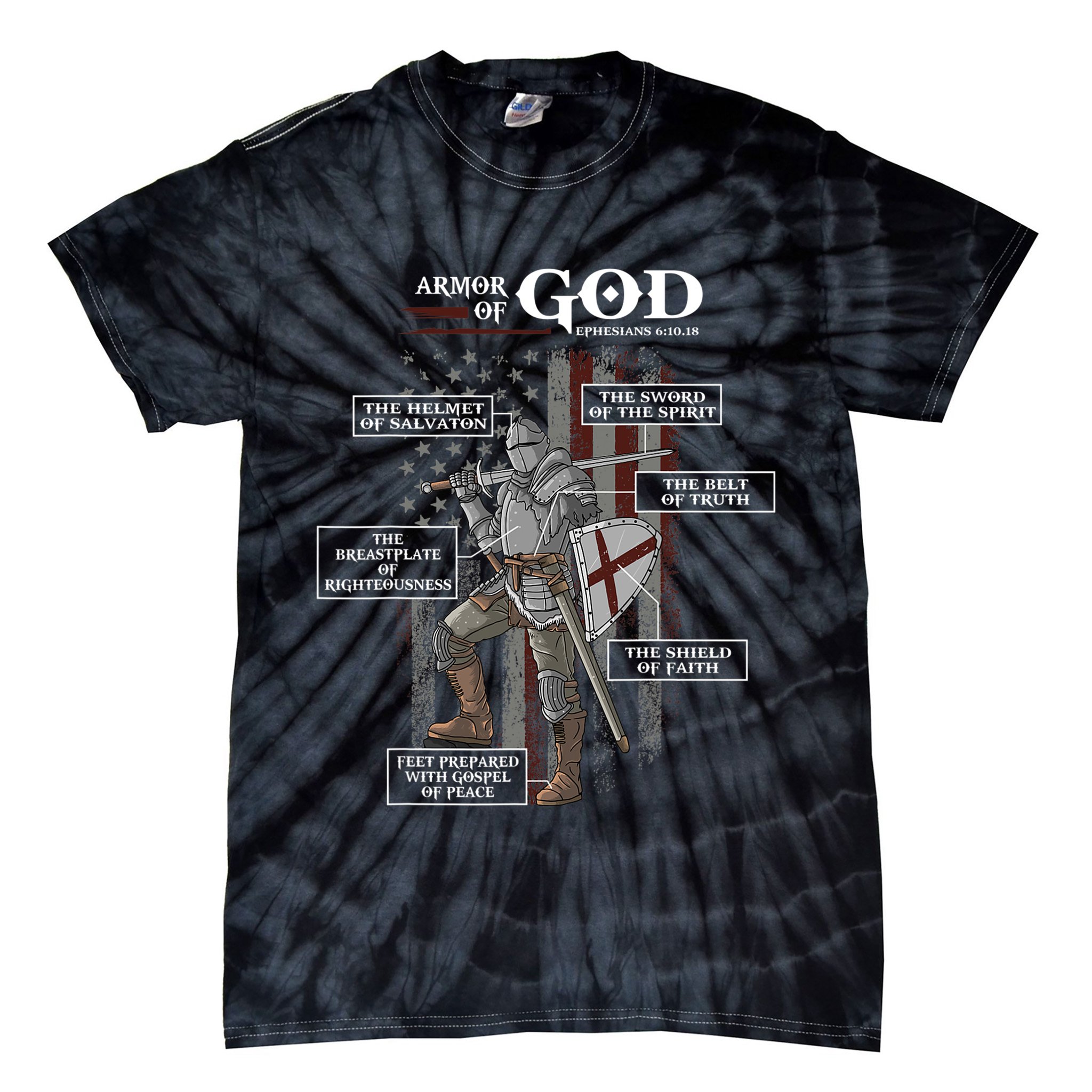 Armor Of God Ephesians 6 10 18 Bible Verse Tie-Dye T-Shirt