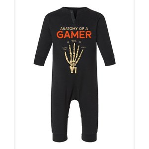 Anatomy Of Gamer Skeleton Hand Funny Men Kids Ns Infant Fleece One Piece