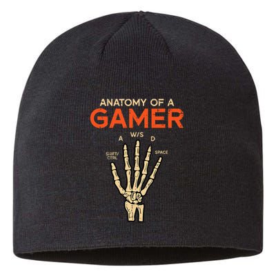 Anatomy Of Gamer Skeleton Hand Funny Men Kids Ns Sustainable Beanie