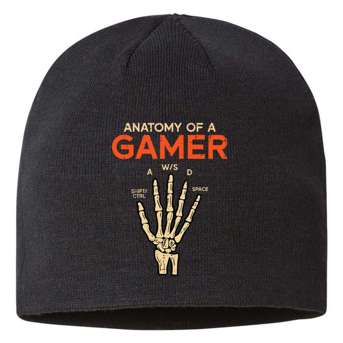 Anatomy Of Gamer Skeleton Hand Funny Men Kids Ns Sustainable Beanie