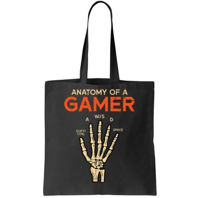 Anatomy Of Gamer Skeleton Hand Funny Men Kids Ns Tote Bag