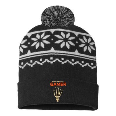 Anatomy Of Gamer Skeleton Hand Funny Men Kids Ns USA-Made Snowflake Beanie