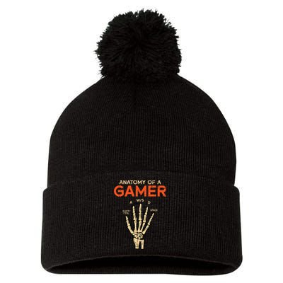 Anatomy Of Gamer Skeleton Hand Funny Men Kids Ns Pom Pom 12in Knit Beanie