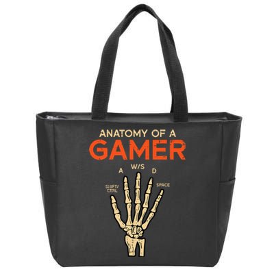 Anatomy Of Gamer Skeleton Hand Funny Men Kids Ns Zip Tote Bag