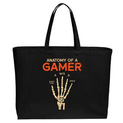 Anatomy Of Gamer Skeleton Hand Funny Men Kids Ns Cotton Canvas Jumbo Tote