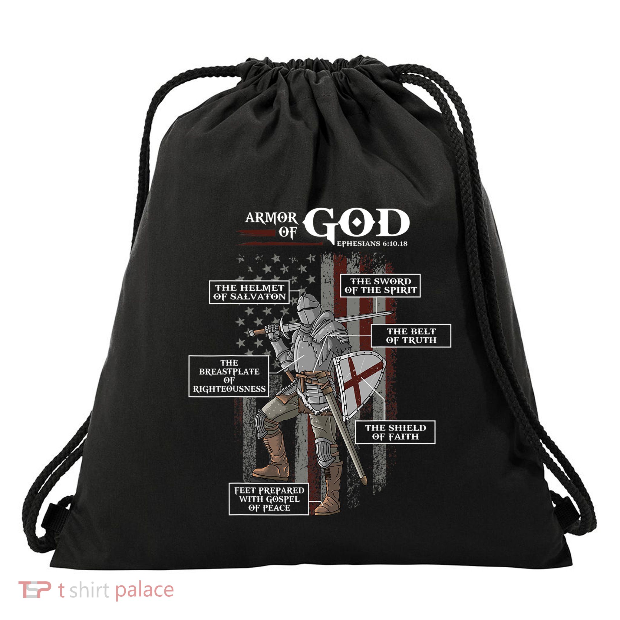 Armor of God Ephesians 6 10 18 Bible Verse Drawstring Bag