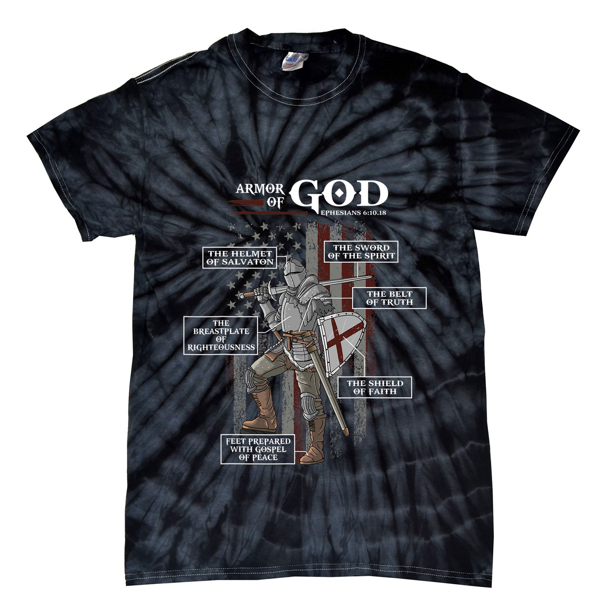 Armor of God Ephesians 6 10 18 Bible Verse Tie-Dye T-Shirt