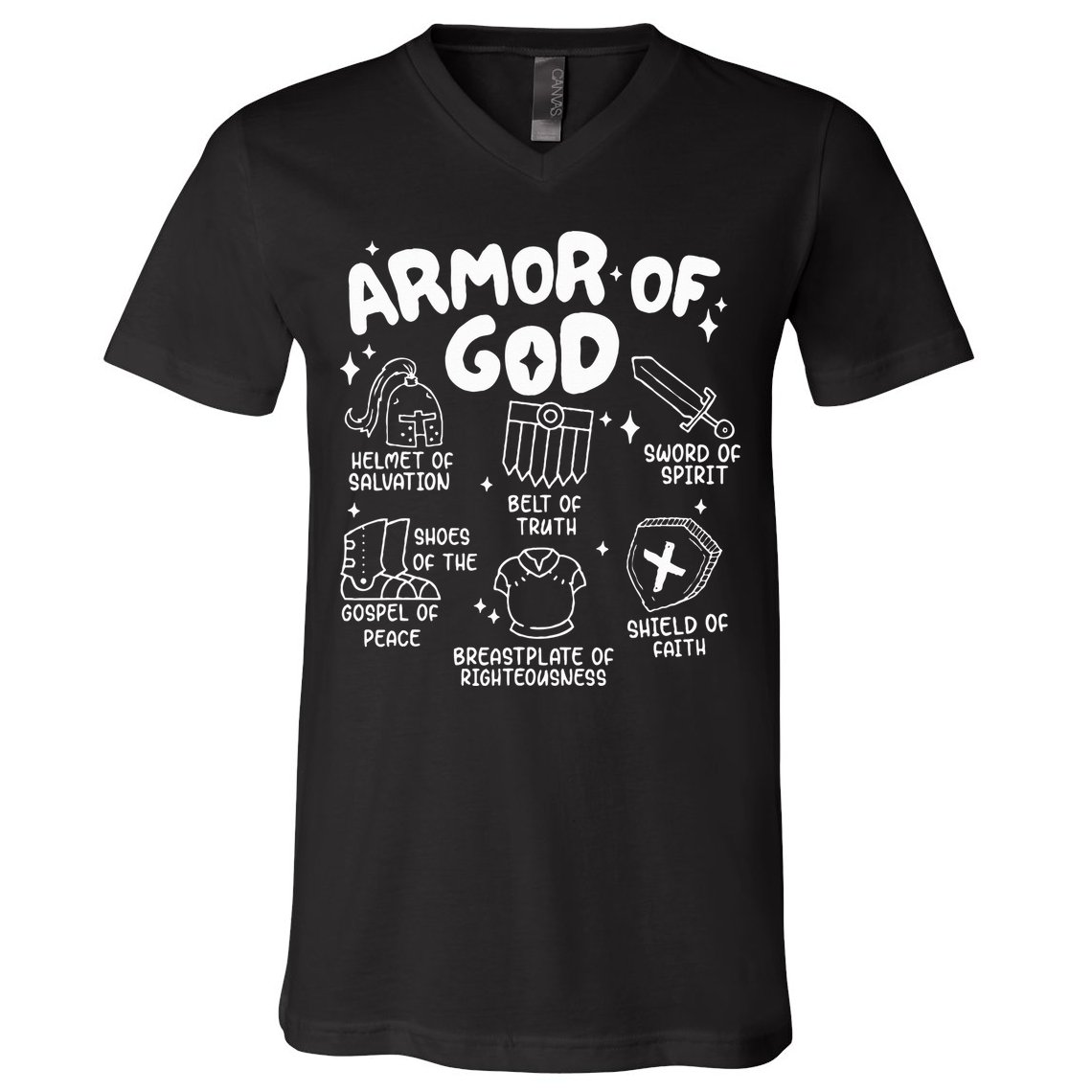 Armor Of God put on the armor of God Christian bible verses V-Neck T-Shirt