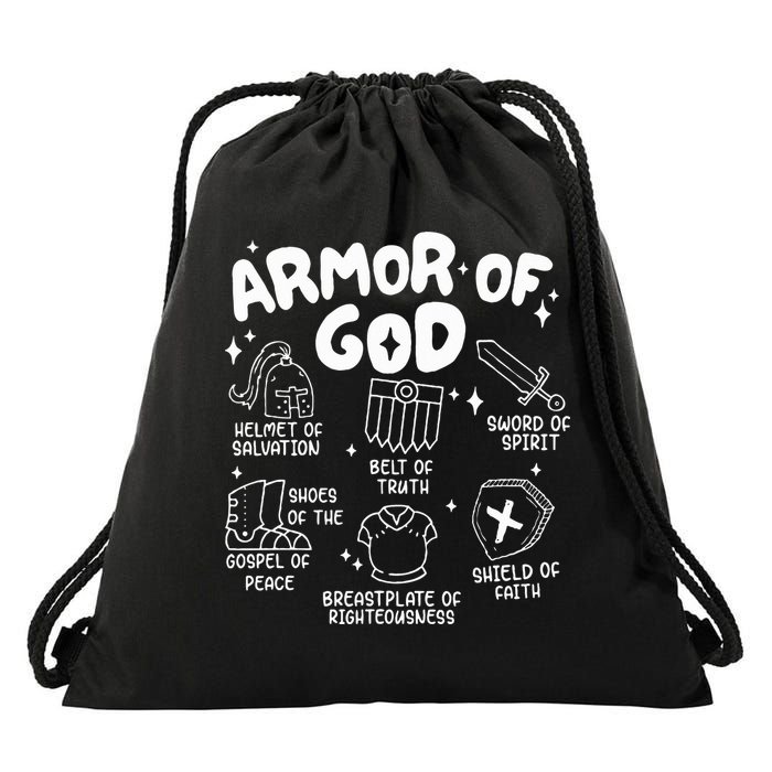 Armor Of God put on the armor of God Christian bible verses Drawstring Bag