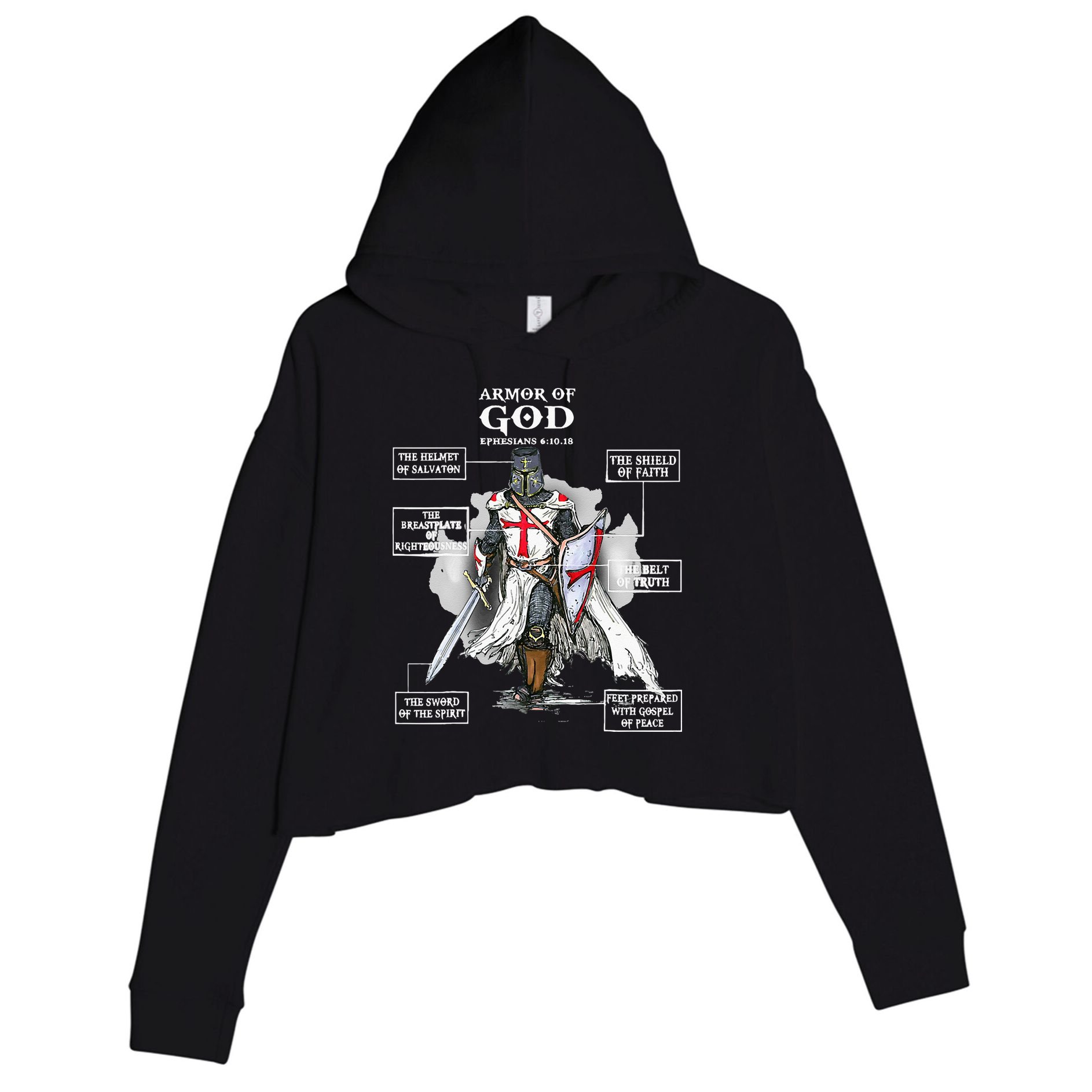 Armor Of God Bible Verse Cool Ephesians 611 Christian Bible Crop Fleece Hoodie