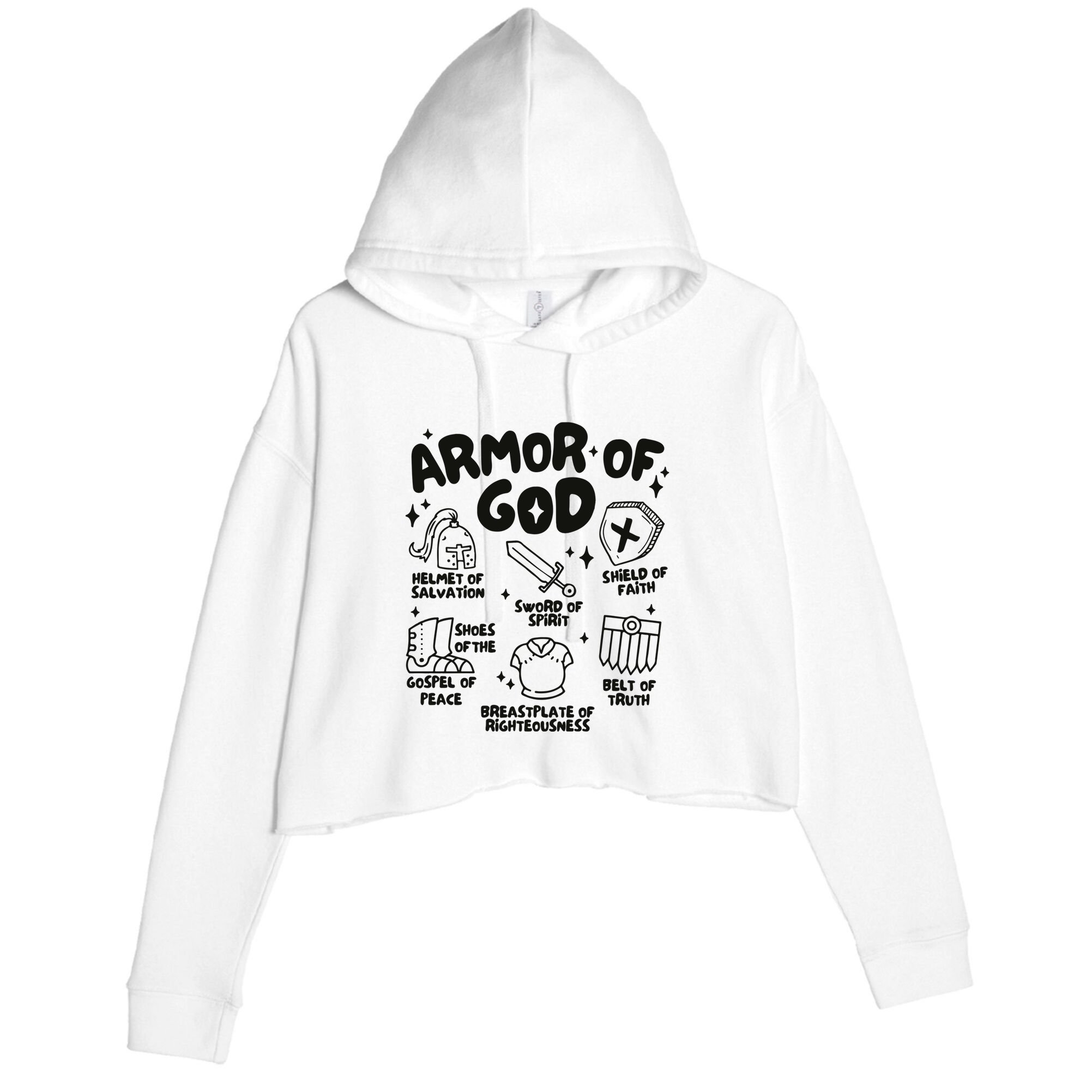 Armor Of God Christian Jesus Crop Fleece Hoodie