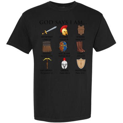 Armor of God Says I Am Christian Loves Jesus Heart Garment-Dyed Heavyweight T-Shirt