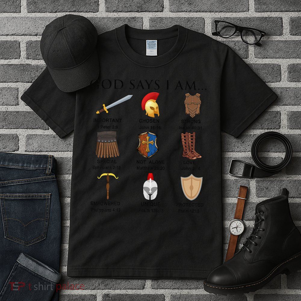 Armor of God Says I Am Christian Loves Jesus Heart Tall T-Shirt
