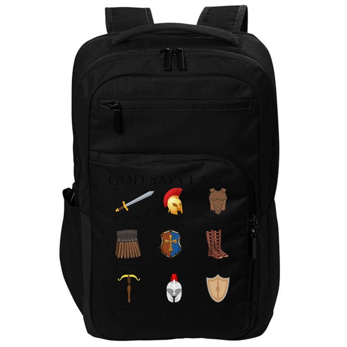Armor of God Says I Am Christian Loves Jesus Heart Impact Tech Backpack