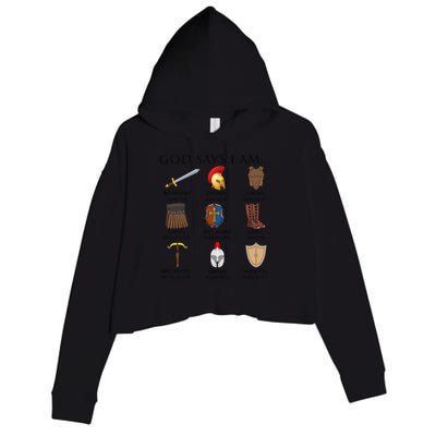 Armor of God Says I Am Christian Loves Jesus Heart Crop Fleece Hoodie