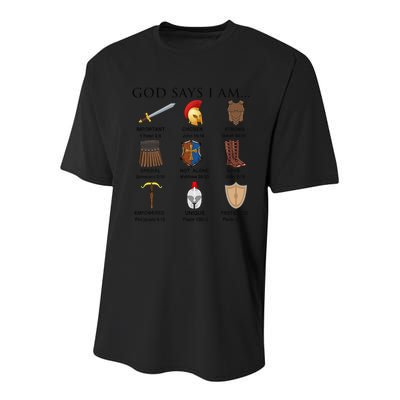Armor of God Says I Am Christian Loves Jesus Heart Youth Performance Sprint T-Shirt