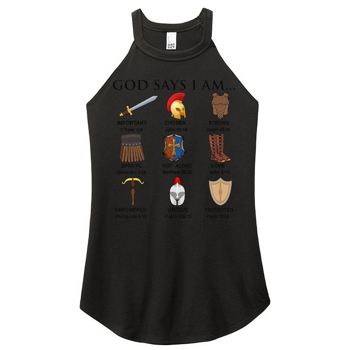 Armor of God Says I Am Christian Loves Jesus Heart Women's Perfect Tri Rocker Tank