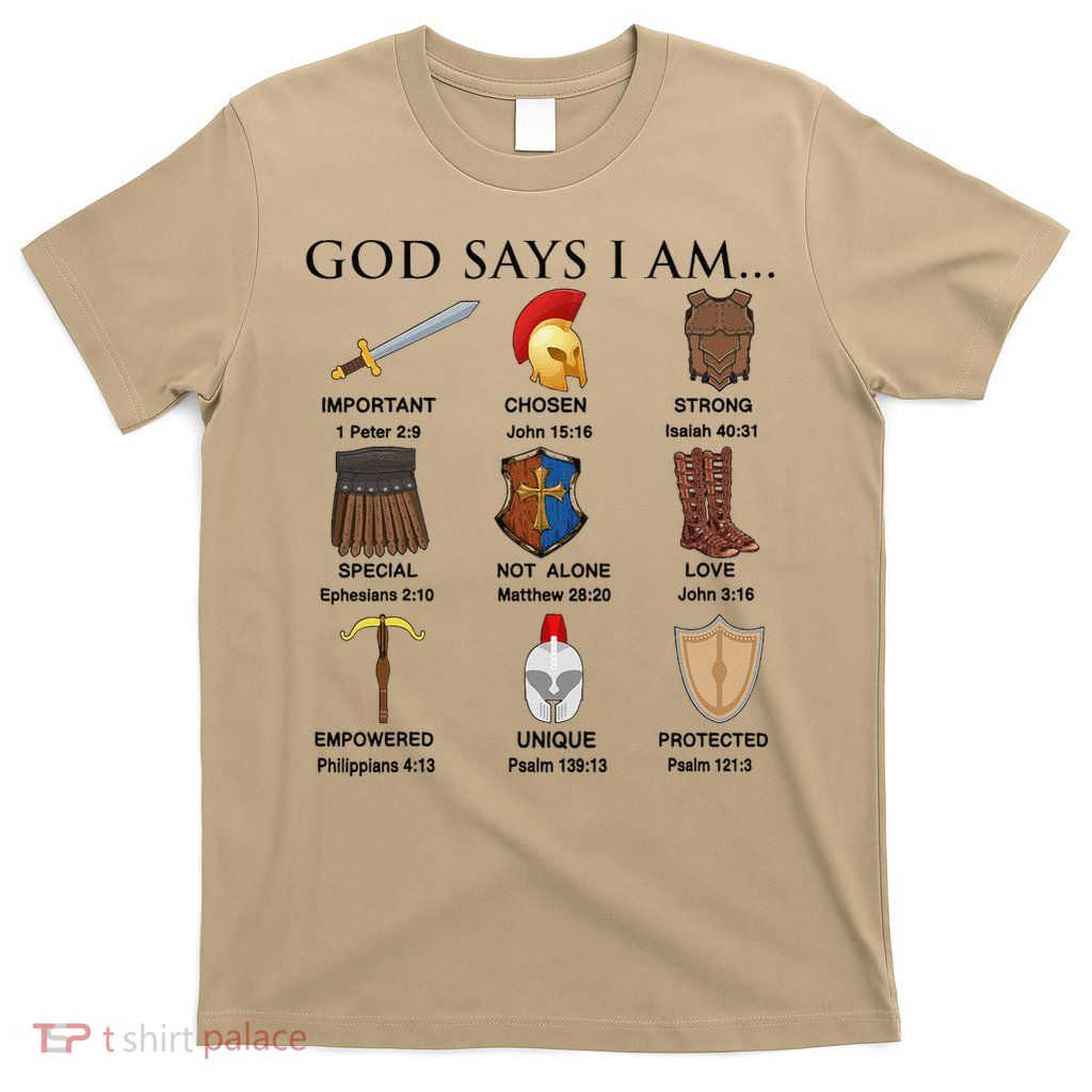Armor of God Says I Am Christian Loves Jesus Heart T-Shirt