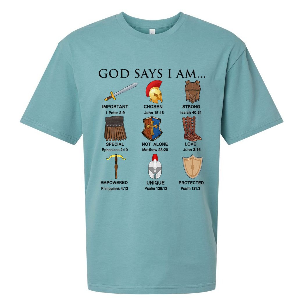 Armor of God Says I Am Christian Loves Jesus Heart Sueded Cloud Jersey T-Shirt
